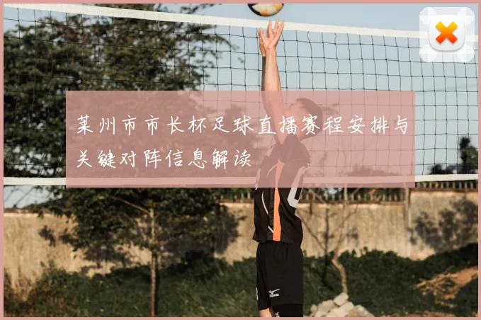 莱州市市长杯足球直播赛程安排与关键对阵信息解读